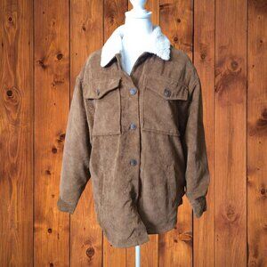 ASHLEY BY 26 INTERNATIONAL WOMEN'S MEDIUM BROWN CORDUROY JACKET POCKETS